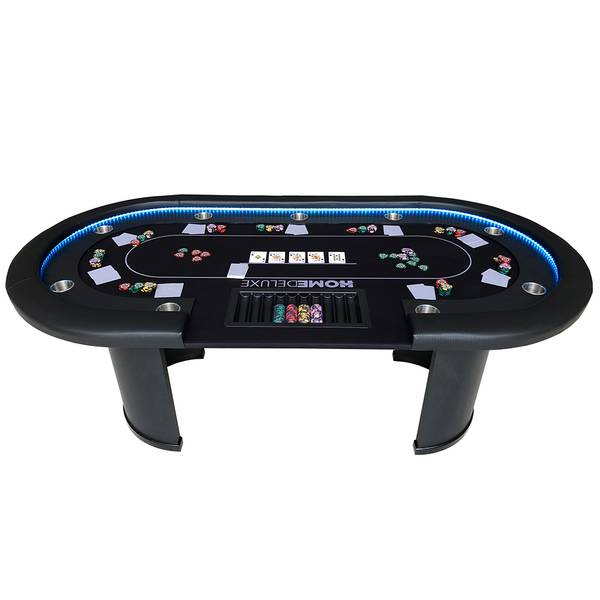 LED Pokertisch FULL HOUSE Schwarz - Holzwerkstoff - 106 x 78 x 215 cm