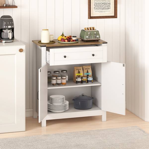 Sideboard VH34842IT Weiß - Holzwerkstoff - 41 x 92 x 80 cm