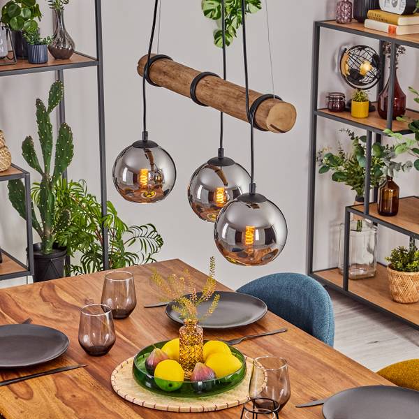 Pendelleuchte Cesaro Grau - Silber - Holzwerkstoff - Metall - 14 x 150 x 60 cm