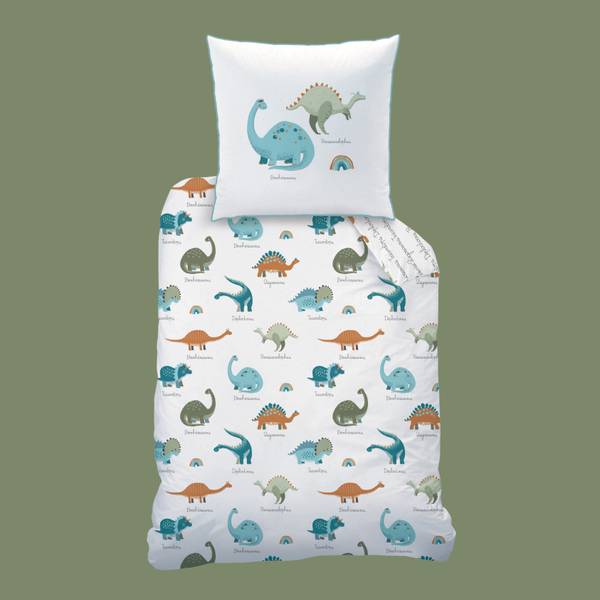 Bettwäsche Dino 2-tlg. Weiß - Textil - 135 x 200 x 1 cm