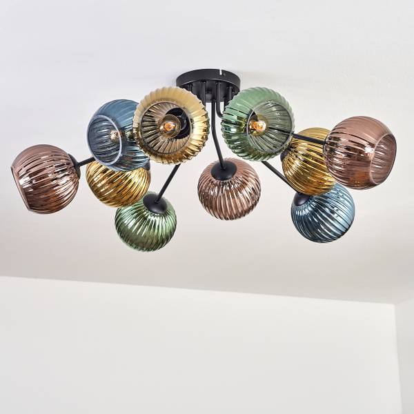 Deckenleuchte Cesaro Blau - Gold - Grün - Aluminium - Klarglas - 100 x 29 x 100 cm