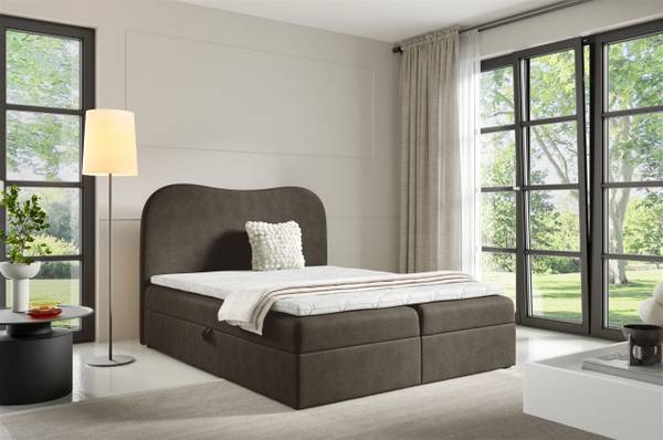 Boxspringbett DARLIN Dunkelgrau - Breite: 144 cm