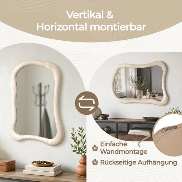 Wandspiegel HTA0399 Beige - Holzwerkstoff - Glas - 50 x 4 x 71 cm