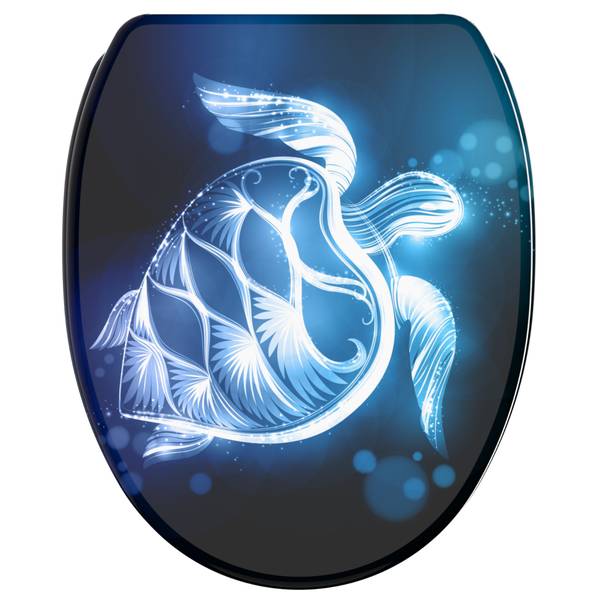 WC Sitz mit Absenkautomatik Glow Turtle Blau - Holzwerkstoff - 38 x 6 x 48 cm