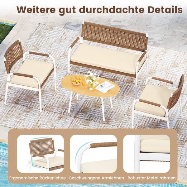 Gartenmöbel-Set ZB34978NQ 4-tlg. Braun - Rattan - 630 x 82 x 112 cm
