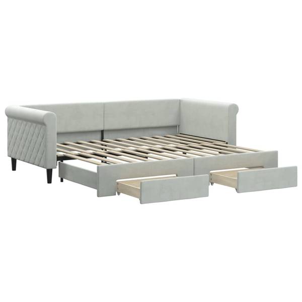 Lit de jour avec lit gigogne 3030086 Gris - Bois massif - 100 x 68 x 229 cm