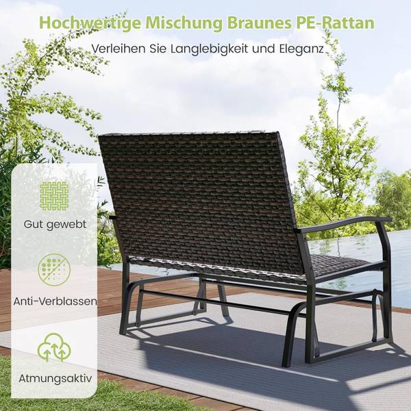 Tuinbank ZB33614 bruin - polyrotan - 120 x 94 x 80 cm