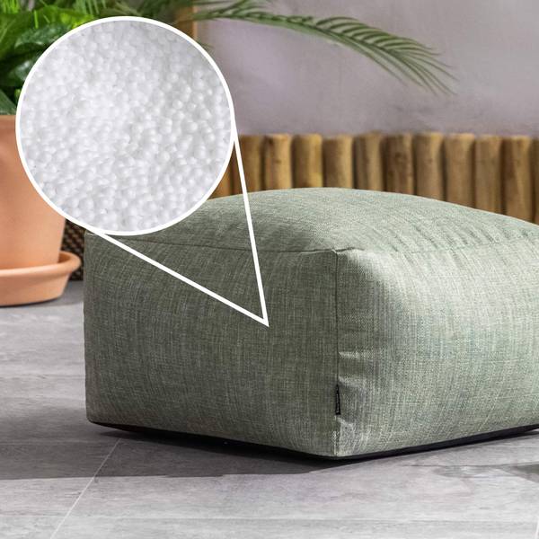 Poef Amara groen - geweven stof - 40 x 24 x 40 cm