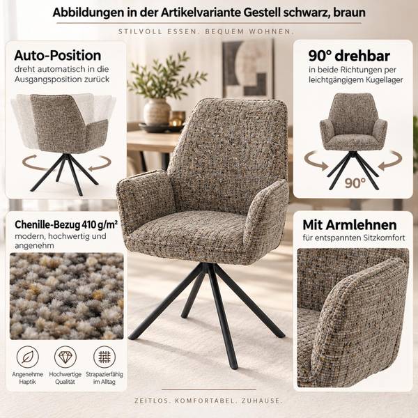 Esszimmerstuhl G67 Schwarz - Dunkelgrün