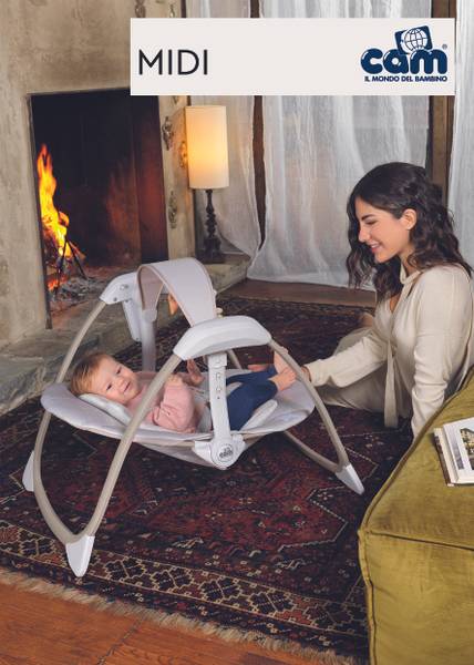 Babyschaukel Midi Baby Bär mit Timer Grau - Weiß