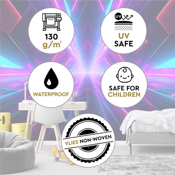 Fototapete Neon 3D Tunnel 250 x 175 cm