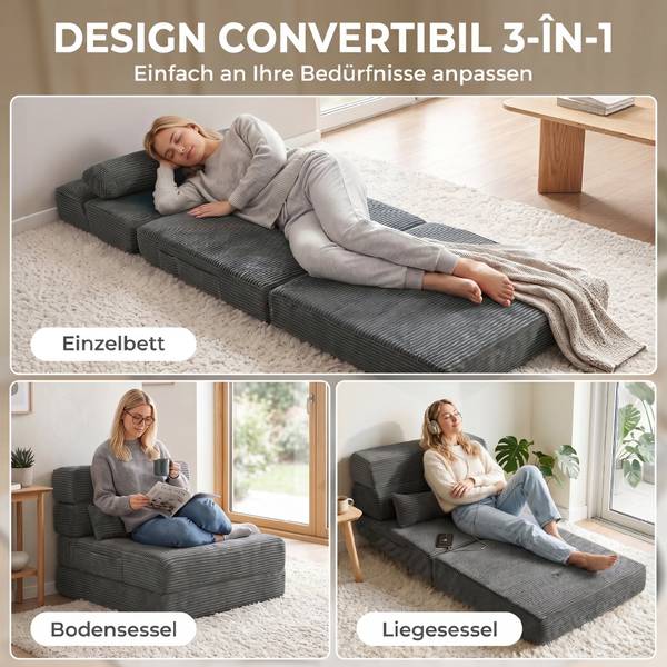Bodenstuhl 83B-898V00CG Grau - Cord - 70 x 13 x 200 cm