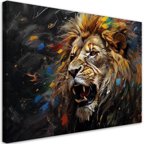 Vlies Bild Löwe auf dunklem Hintergrund 90 x 60 cm