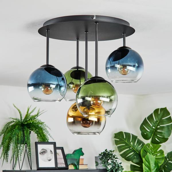 Deckenleuchte Cesaro Blau - Gold - Grün - Metall - 39 x 22 x 40 cm