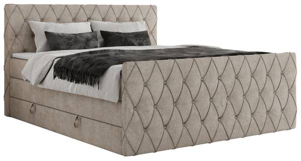 Boxspringbett MIREN KING DUO Sandbraun - Breite: 201 cm - H4