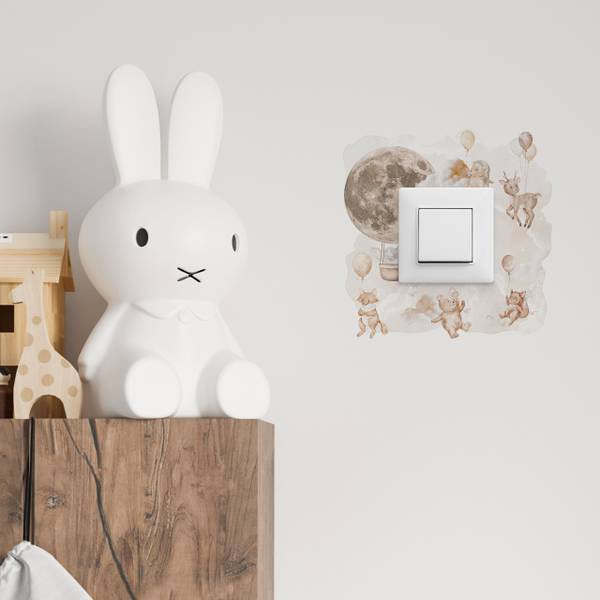 Lichtschalter-Sticker Waldtiere Beige - Grau - PVC - 20 x 20 x 20 cm