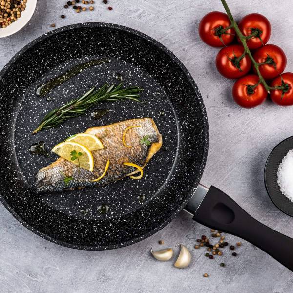 Kochgeschirr-Set Marble Schwarz - Naturfaser - 2 x 2 x 1 cm