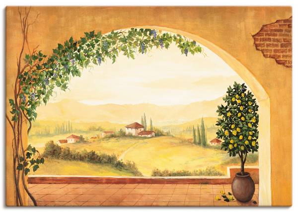 Leinwandbild Weinranken in der Toskana 100 x 70 cm