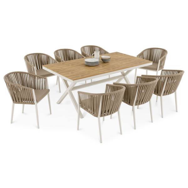 Gartenmöbelset ISOLA Beige - Metall - Kunststoff - 180 x 76 x 100 cm