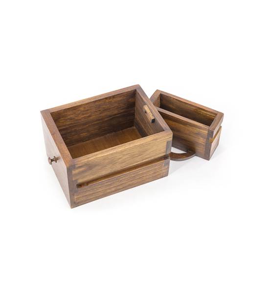 NACHTTISCH RECHTE TREPPE L 70 cm Braun - Holz teilmassiv - 70 x 70 x 35 cm