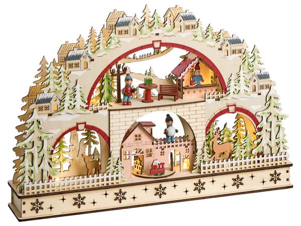 LED Deko SELURA Braun - Holzwerkstoff - 45 x 30 x 8 cm