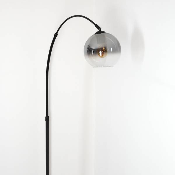 Stehlampe Cesaro Grau - Aluminium - Klarglas - Marmor - 101 x 185 x 72 cm