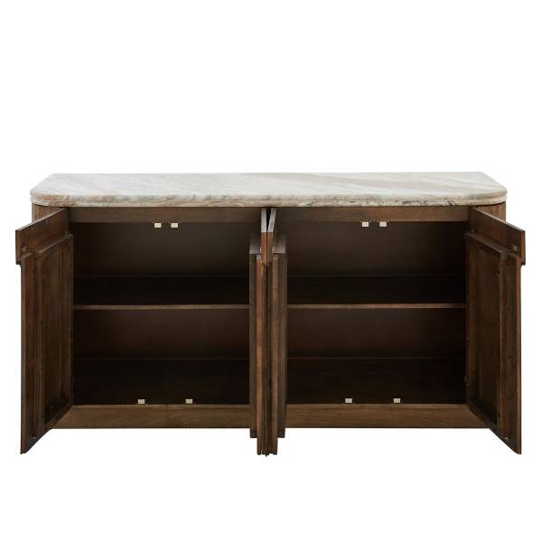 Dressoir BUREN beige - massief hout - 43 x 80 x 162 cm
