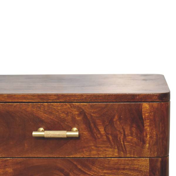 Table de nuit T-Bar Marron - Manguier - Laiton - 45 x 58 x 35 cm