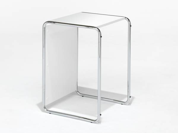 Kleiner Couchtisch, Designer Tisch Weiß Silber - Weiß - Metall - Kunststoff - 45 x 67 x 45 cm
