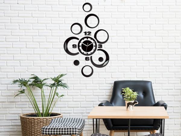 Wanduhr Alladyn Schwarz - Kunststoff - 50 x 80 x 4 cm