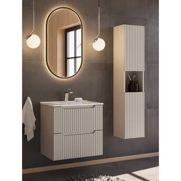 Badmöbel-Set NEWPORT-56-51 3er-Set Beige - Holzwerkstoff - 120 x 200 x 40 cm