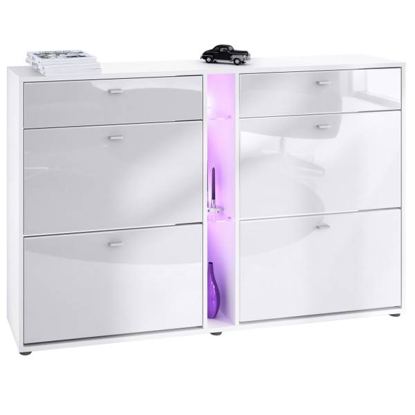 Today Schuhschrank RGB LED Hochglanz Weiß - Weiß