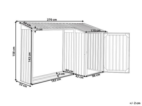 Abri de jardin AOSTA Gris - Métal - 270 x 158 x 105 cm