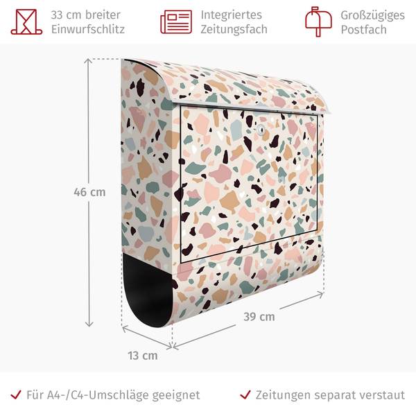 Briefkasten Napoli Mosaic Pink - Stahl - 39 x 46 x 13 cm
