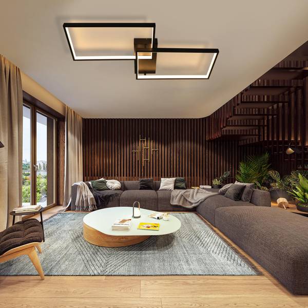LED Deckenleuchte dsnf Schwarz - 39 x 8 x 80 cm