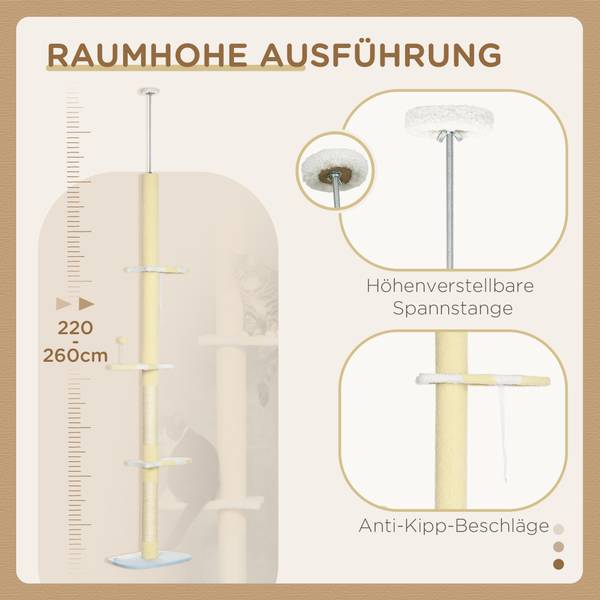 Katzenbaum D30-619V00YL Gelb - Textil - 34 x 260 x 47 cm