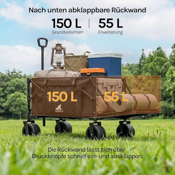 Bollerwagen TW033 Schwarz - Stahl - 60 x 100 x 123 cm