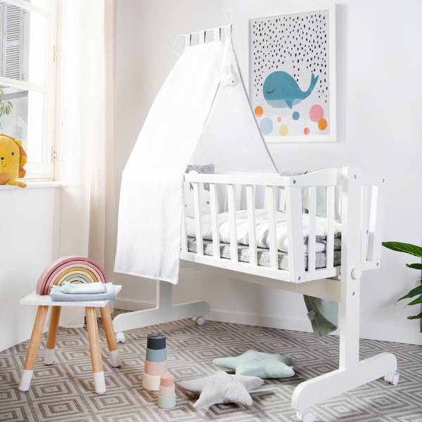 Berceau à bascule Set miffy® Blanc - Bois manufacturé - 53 x 150 x 104 cm