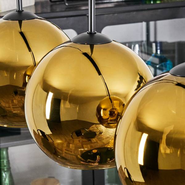 Pendelleuchte Cesaro Gold - Aluminium - Klarglas - 10 x 120 x 92 cm