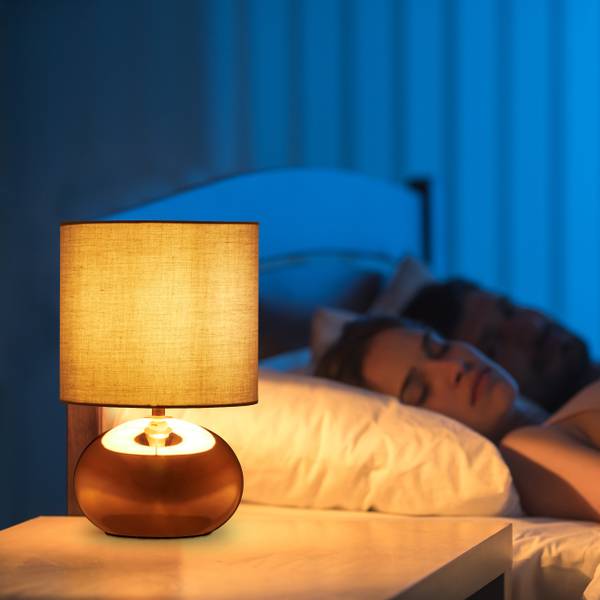 Tischlampe Metall & Stoff Grau - Polyester - Eisen - 18 x 28 x 18 cm