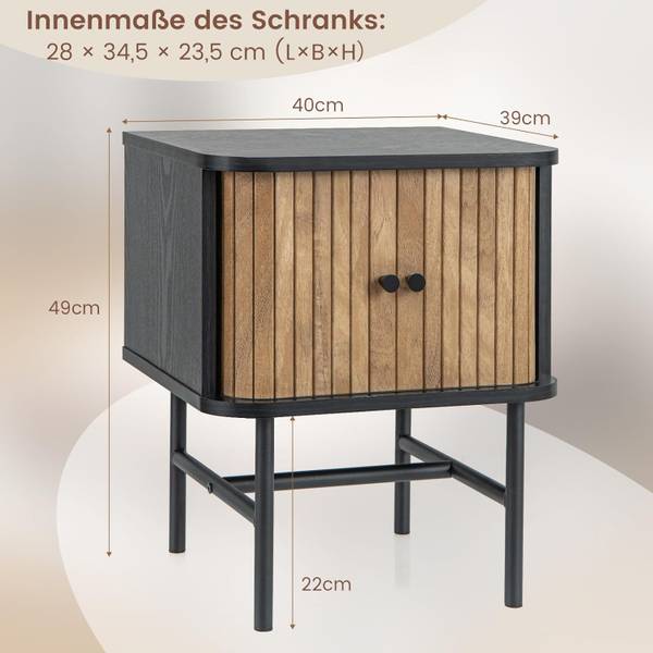 Nachtschrank TG32779 (2er Set) Schwarz - Anzahl Teile im Set: 2