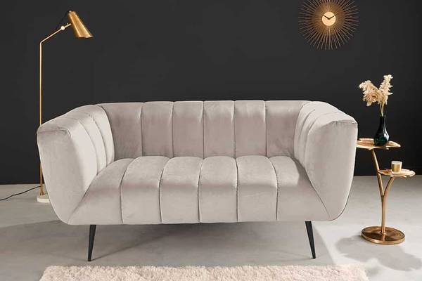 Sofa NOBLESSE Beige - Schwarz - Polyester - Samt - 165 x 80 x 90 cm