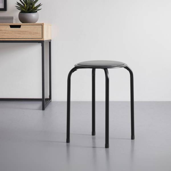 Stapelhocker RAKI II Schwarz - Metall - Textil - 30 x 45 x 30 cm