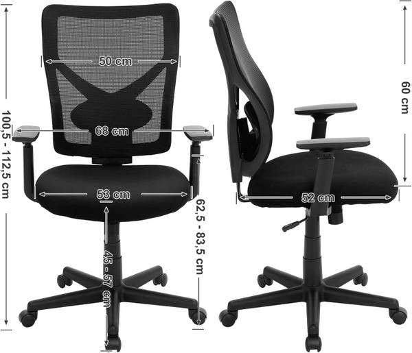 Bürostuhl 100429 Schwarz - Stahl - 73 x 60 x 33 cm