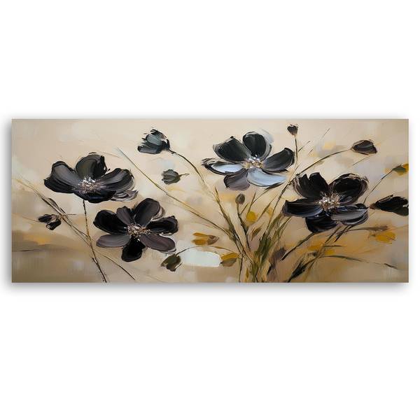 Wandbild gemalte blumen mohnblumen 90 x 30 cm