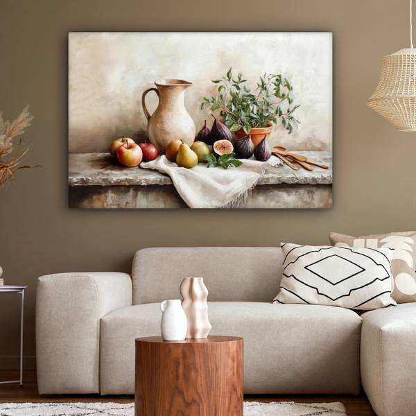 CANVAS SCHILDERIJ Fruit bruin - katoen - 140 x 90 x 2 cm