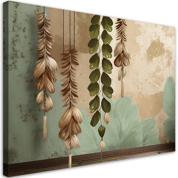Tableau déco feuilles suspendues vintage 100 x 70 cm