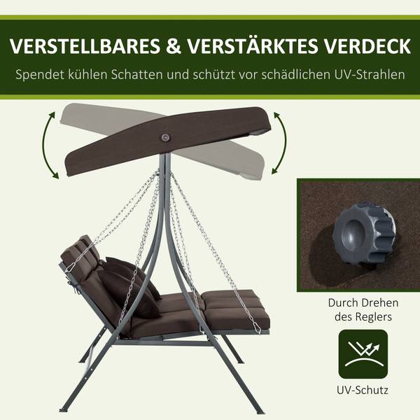 Hollywoodschaukel 84A-139BN Metall - 118 x 168 x 198 cm