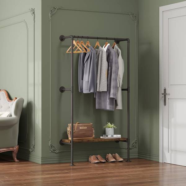 Kleiderständer Kaltrina Schwarz - Braun - Holzwerkstoff - Metall - 184 x 188 x 35 cm