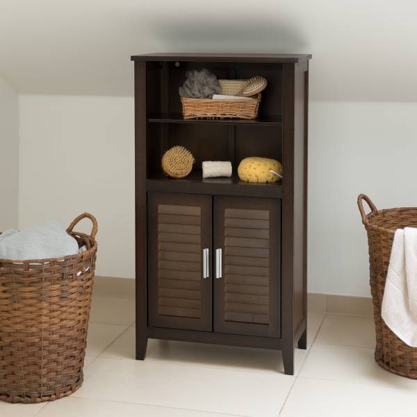 Badezimmerschrank dunkelbraun LAMELL Braun - Silber - Holzverbundwerkstoff - 26 x 92 x 50 cm